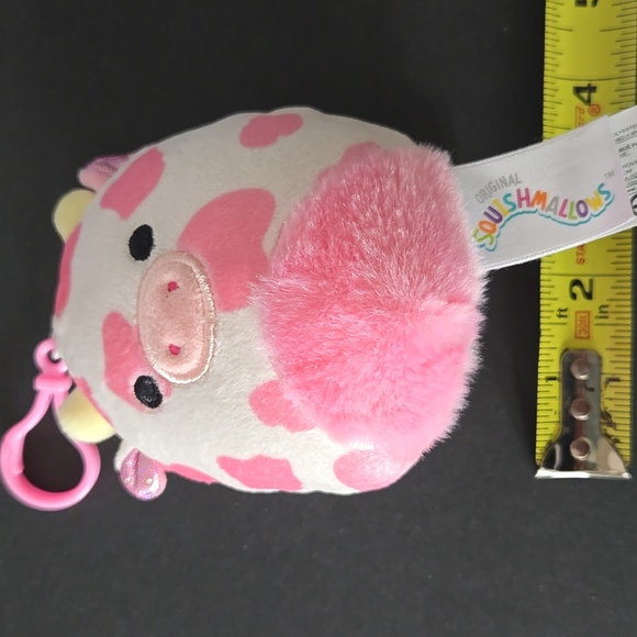 Squishmallows Evangelica The Pink Cow Clip-On Plush Buddies Bag Charm - Picture 8 of 9